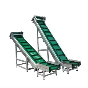 Inclined belt conveyor with PVC, PU, or rubber belts for high-angle bulk material handling